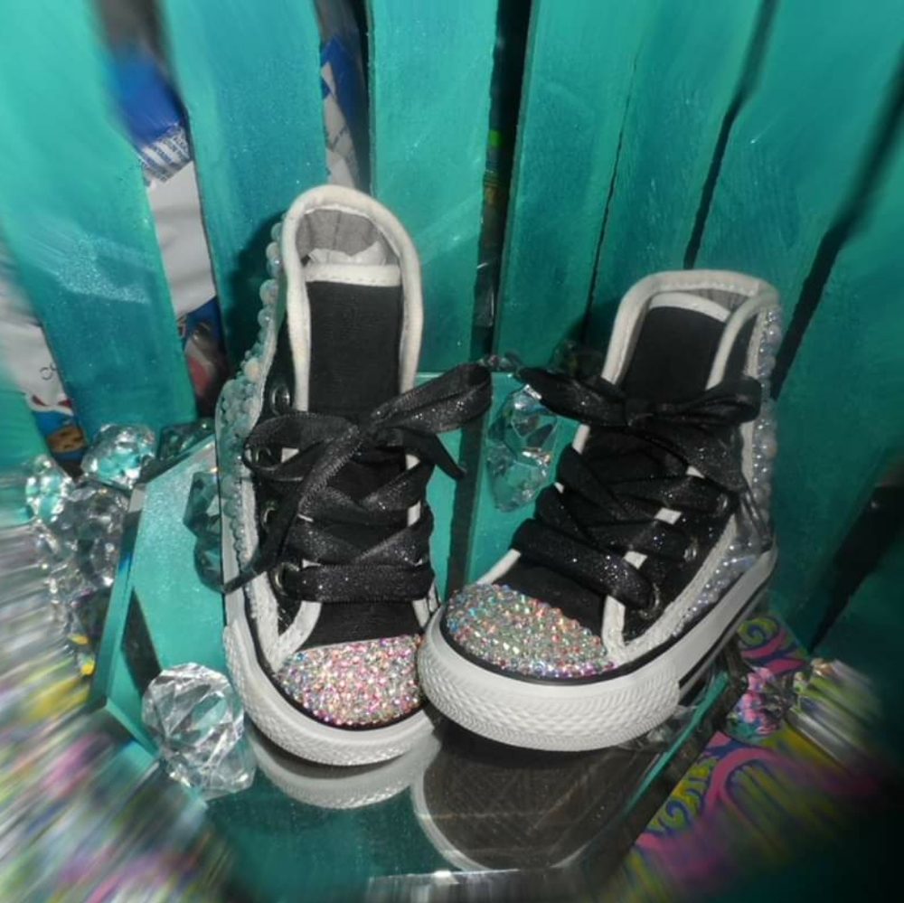 Toddler size 4 custom blinged converse...nwot